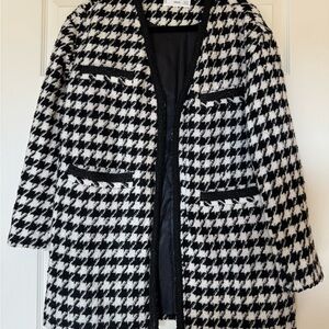 Mango Black and White Houndstooth Jacket